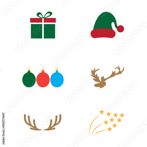 set of christmas icon vector illustration template design