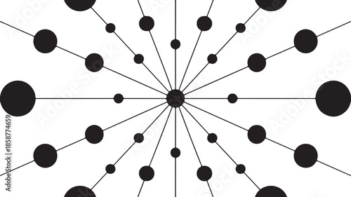 Network connection dots and lines burst pattern representing data structure communication or global digital technology node system