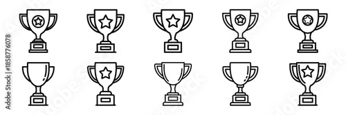Collection of trophy award Editable stroke icon set.