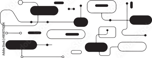 Abstract network diagram and connection elements on transparent background vector