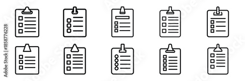 Collection of attendance sheet Editable stroke icon set.