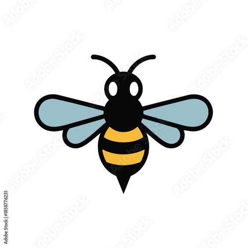 Stylized Illustration of a Black and Yellow Bee