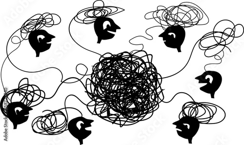 Scribble hand drawn human connection concept with nervous lines