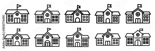 Collection of elementary school Editable stroke icon set.