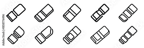 Collection of eraser Editable stroke icon set.