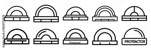 Collection of protractor Editable stroke icon set.