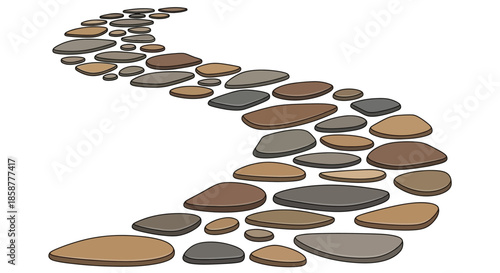 A winding pathway of smooth flat stones creates a natural garden walk