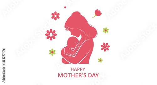 A tender moment mother and baby silhouette with floral mother s day greetings