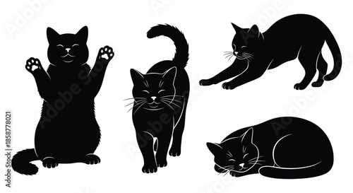 Four black and white triangular warning signs depicting various hazards