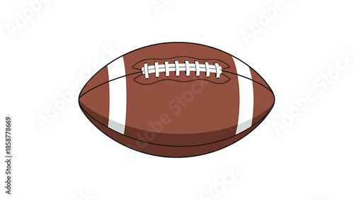 A brown American football with white stripes and laces, isolated on a clean white background