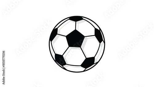 A classic black and white soccer ball illustration centered on a plain white background with subtle shading