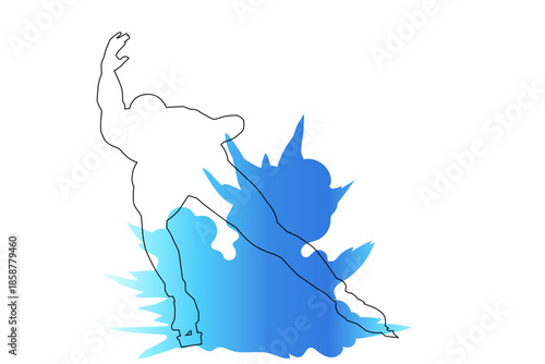 スピードスケートの線画シルエットイラスト｜氷上を滑走する冬季スポーツ選手素材