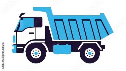 Minimal construction dump truck and tailer illustration