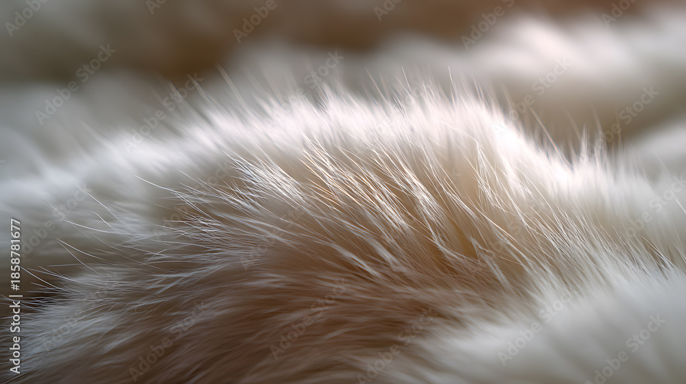 Fototapeta premium Texture of Soft Fur: A close-up view presents the delicate texture of soft, fluffy fur, capturing its intricate details.