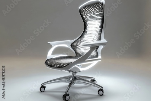 Sleek, modern ergonomic office chair with mesh back.