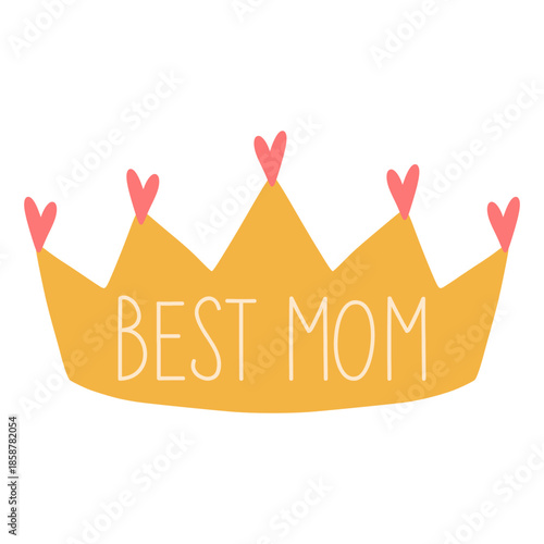 Golden crown recognizing best mom celebrating mother's day