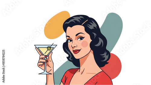 Woman Enjoying Cocktail in a Vibrant Setting