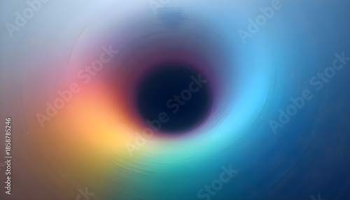 Blurry abstract depiction of a black hole suspended in the sky, mysterious cosmic scene with soft edges and dark tones creating a surreal scientific atmosphere