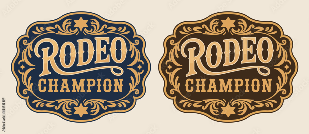 Φωτογραφία Rodeo Champion Cowboy Label Belt Buckle Bull Rider Medal Ornate Typographic Embl