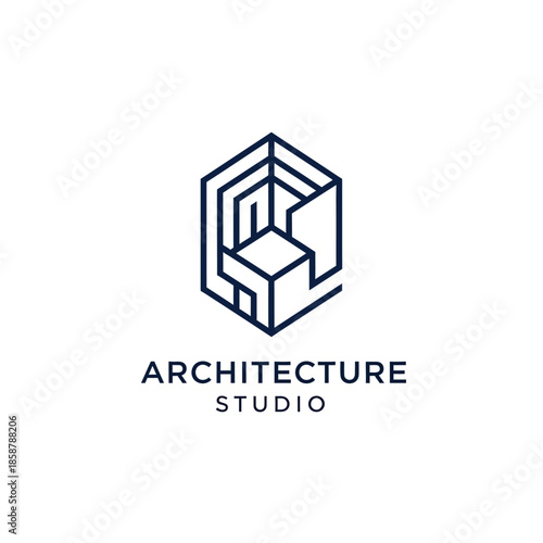Geometric architectural structure illustration in a studio setting