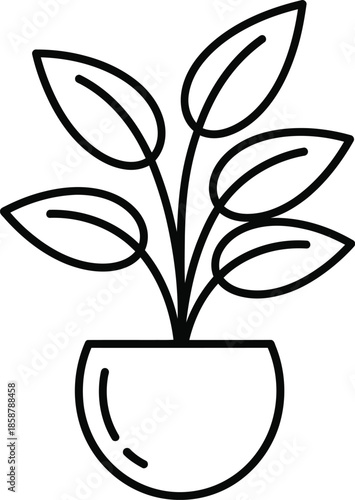 A simple line art drawing of a potted houseplant