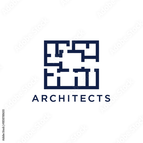 Modern Architectural Studio Logo Design Featuring Geometric Patterns and Typography