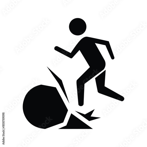 Stick Figure Tripping Over Rock Hazard Illustration