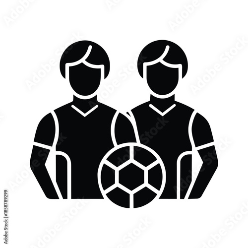 Two Football Players Competing With Ball Vector Icon