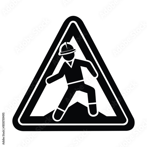 Worker Slip Caution Safety Pictogram Isolated On White