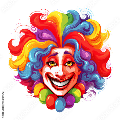 Colorful Clown with Vibrant Hair Vector