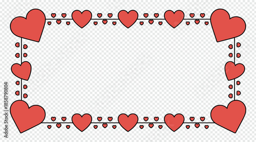 red hearts border with small hearts for valentines day decoration