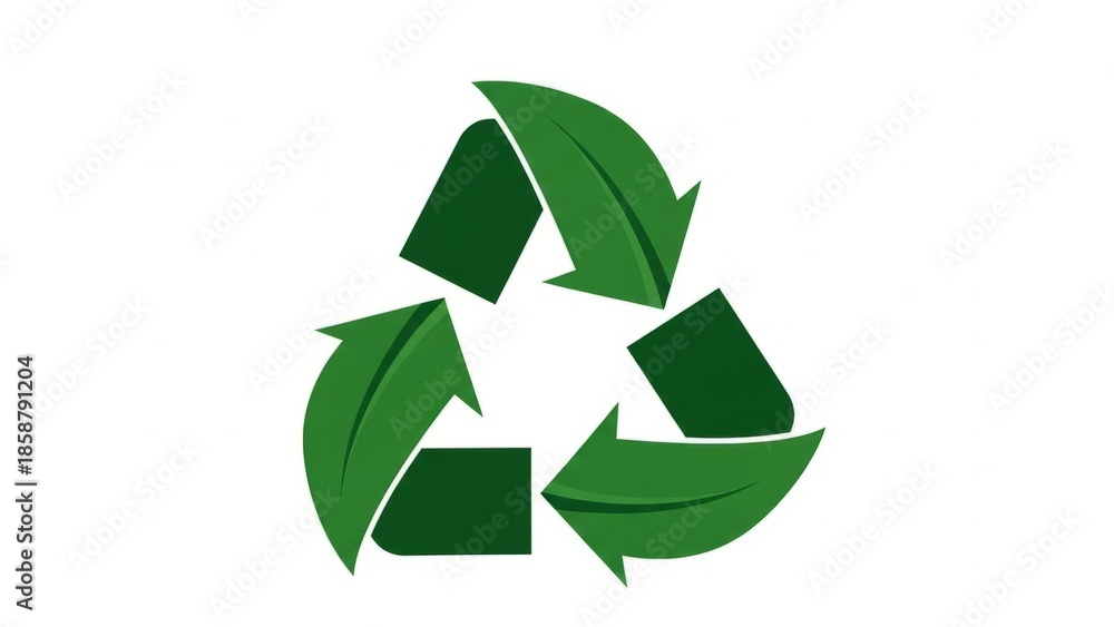 Obraz premium Green recycling symbol made of leaves on white background
