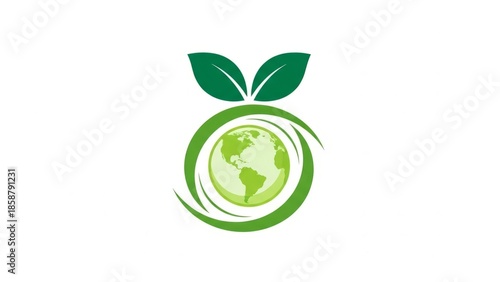 Green globe logo with leaves symbolizing eco friendly earth care