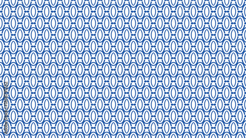 Seamless blue abstract geometric pattern background with oval shapes in a repeating tessellation for design and decor