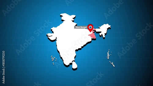 West Bengal India Map Animation Highlighted State