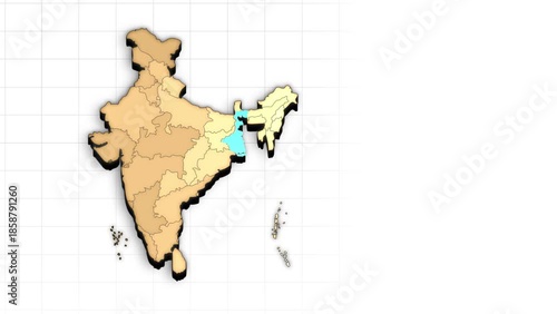 West Bengal India Map Animation Highlighted State