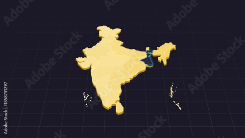 West Bengal India Map Animation Highlighted State
