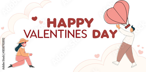 Cute girl holding heart vector illustration for Valentine card design