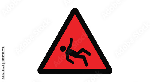 Warning sign depicting a person slipping indicating a potential hazard ahead