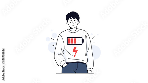 Man feeling exhausted with low energy levels depicted