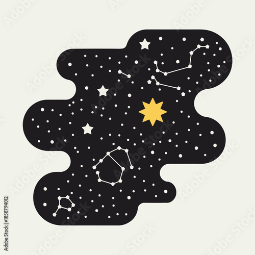 Puzzle piece with starry night sky and constellations, perfect for educational or decorative use