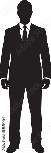 Vector  illustration of Businessman in suit and tie silhouette isolated on transparent background