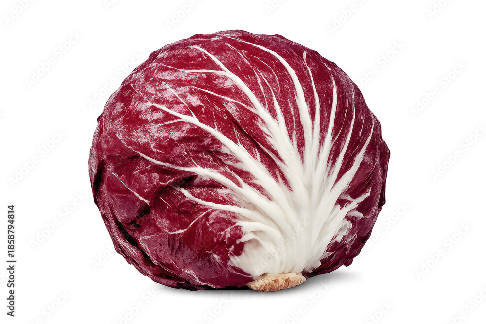 Fototapeta premium Radicchio vegetable, isolated transparent background, healthy food item.