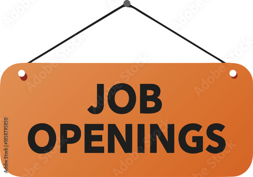 Orange Job Openings Sign Hanging on a Plain Background