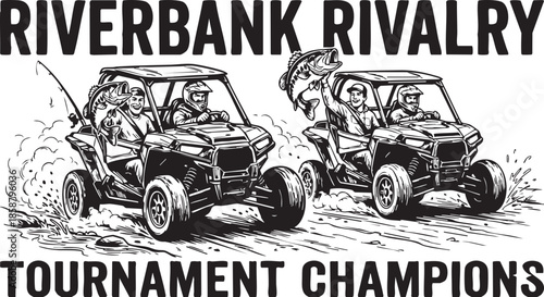 UTV Bass Fishing, utv, offroad,car, vintage, auto, old, vehicle, truck, automobile, antique, design, motor, wheels, illustration, silhouette, vector, wheel, toy, transportation, retro, model, classic,