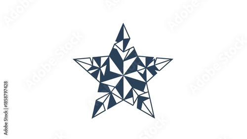 Geometric star shape with intricate dark blue and white design.