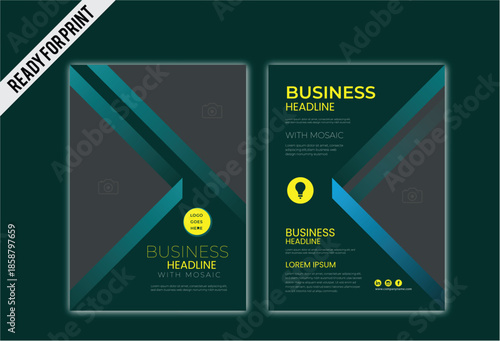 Geometric Elegance: A clean, modern business brochure design, with teal and black accents, offering a professional template ready for printing. 