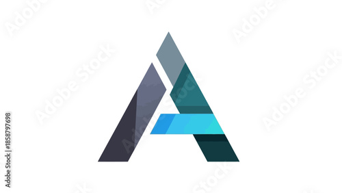 Geometric letter A logo design with colorful triangular shapes.