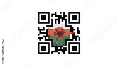 Vibrant poppy flowers in modern QR code design