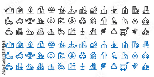 Eco friendly icons for sustainable living and environmental conservation